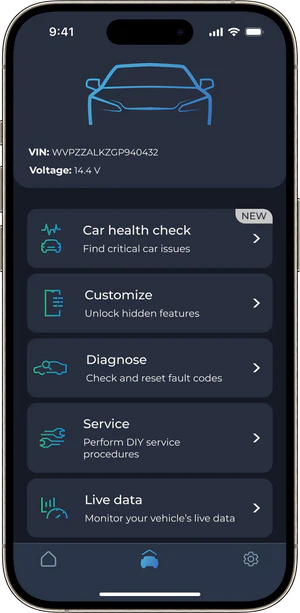 Carista App Menu